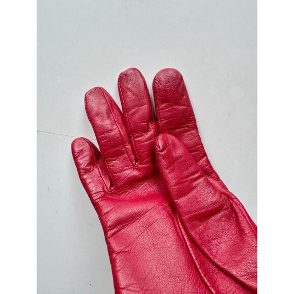 KENNETH COLE REACTION Red Leather Grommet Trim Wool Knit Lined Gloves, Size 7.5 - Picture 7 of 16
